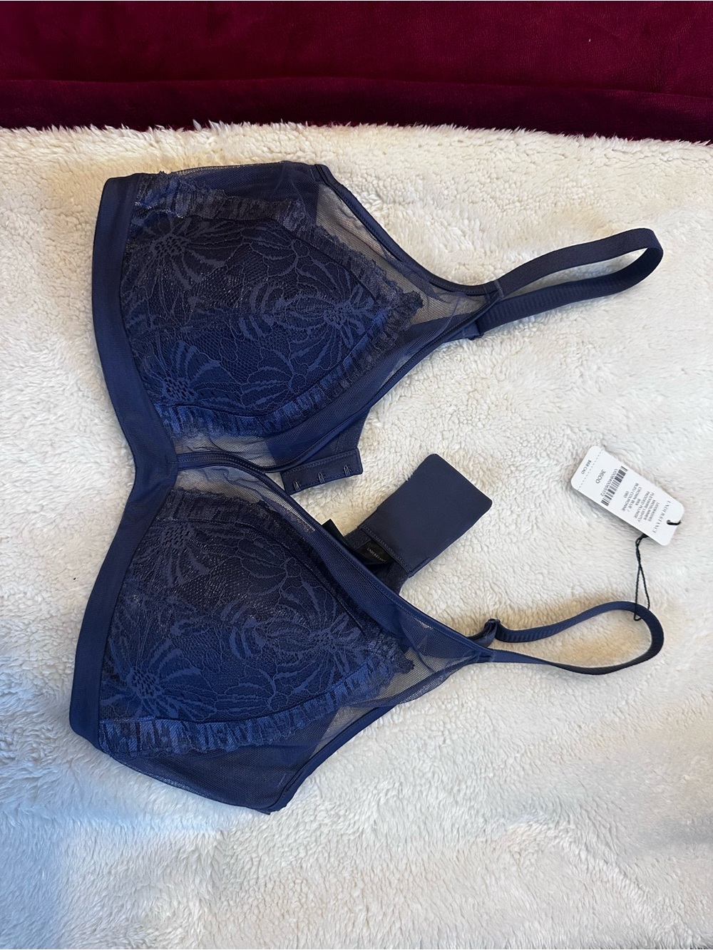 Sheer Floral Lace Bralette in Navy - Lightweight Comfort